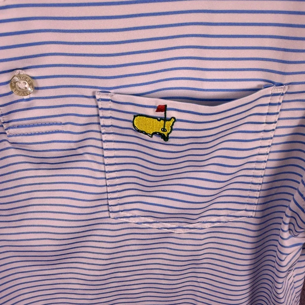 Masters Kids Polo Shirt Kids Large Blue Striped Performance Golf MB1120-354
